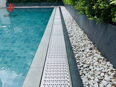 รางน้ำสแตนเลสพร้อมฝาตะแกรง